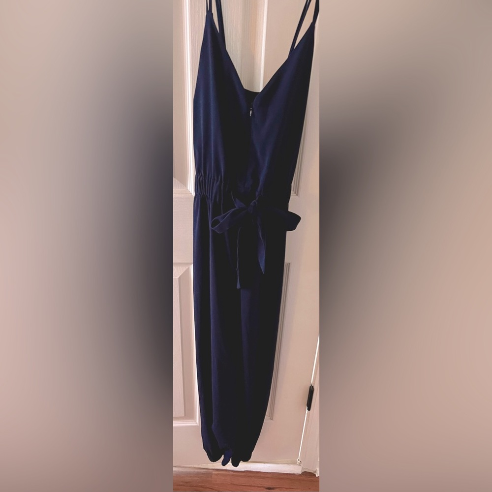Vince Camuto front zip navy jumpsuit